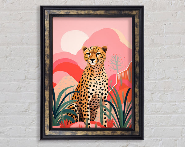 Cheetah Pink Hills Sunset Framed Print