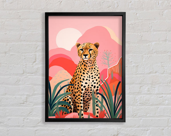 Cheetah Pink Hills Sunset Framed Print
