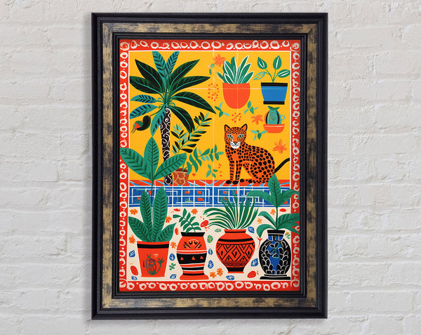 Cheetah Plant Pot Still Life Framed Print