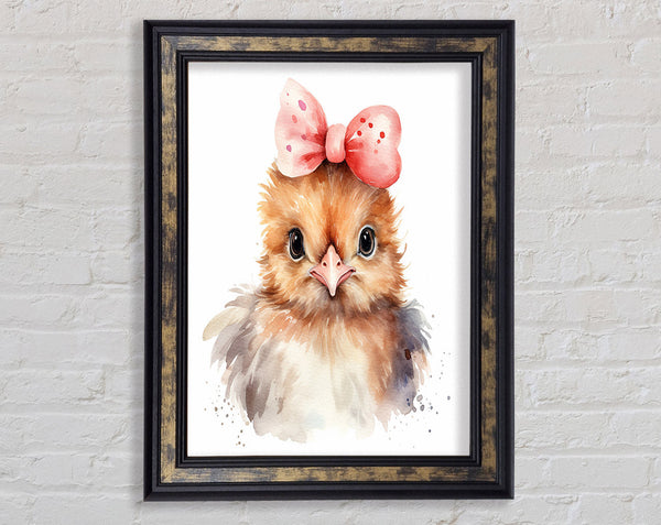 Chick With A Bow Framed Print
