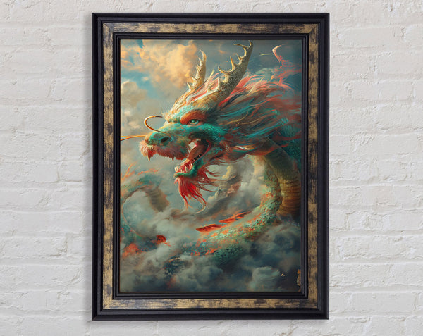 Chinese Dragon Clouds Framed Print