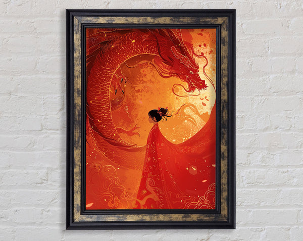 Chinese Red Dragon Framed Print