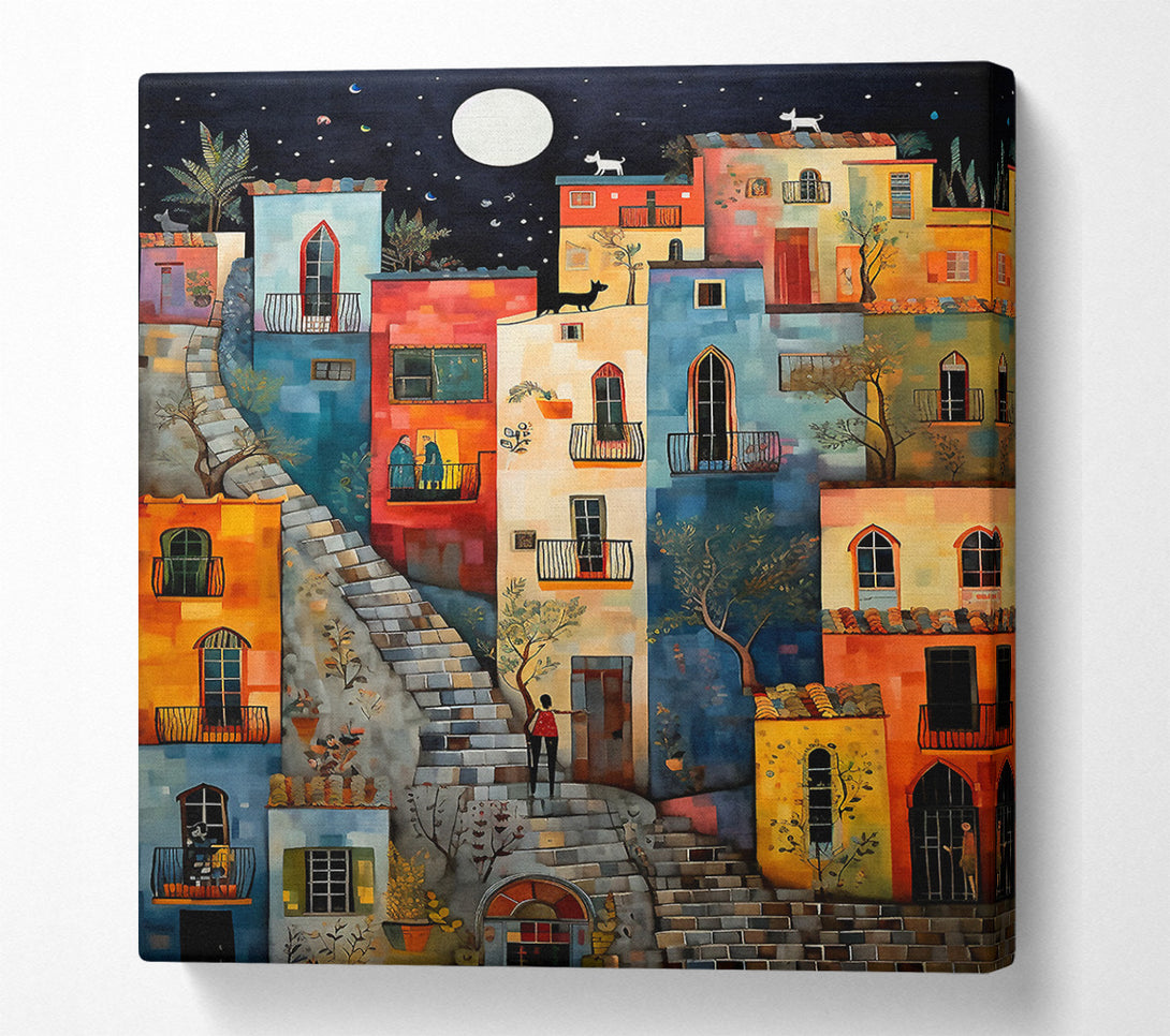 A Canvas Print of Cobbled Street Dreams Canvas Wall Art