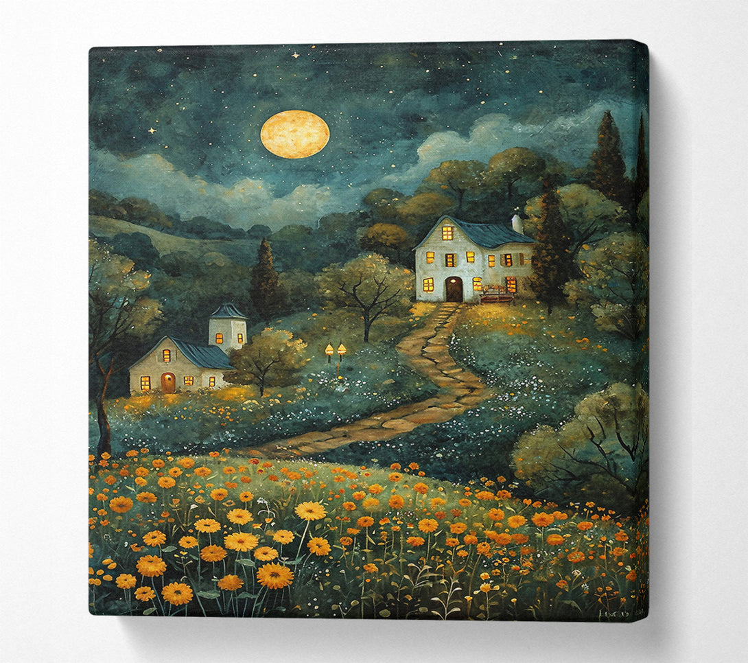  A Canvas Print of Cobblestone House Walk Canvas Art