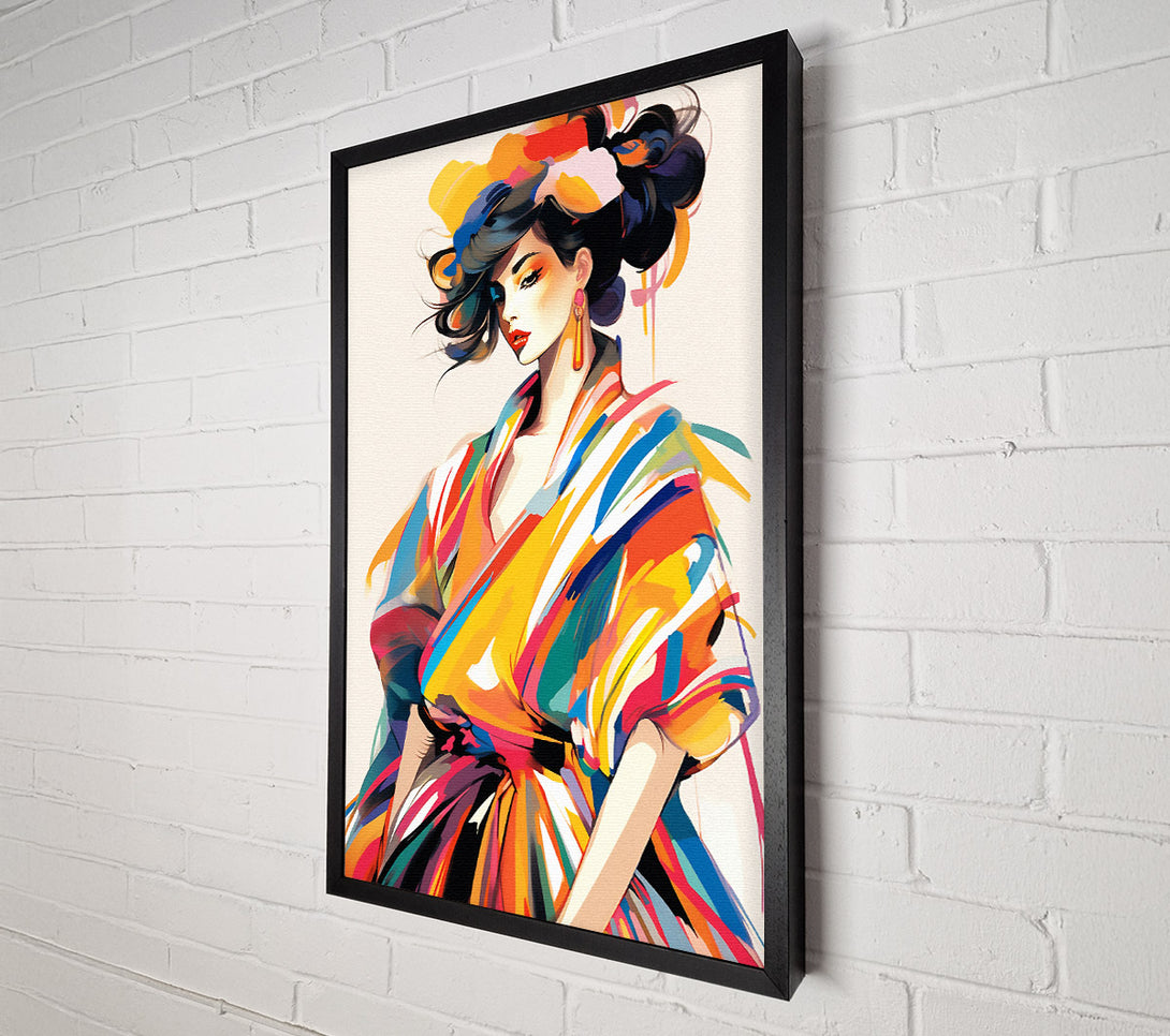  A Canvas Print of Colour Dress Vintage Fashion Canvas Wall Art