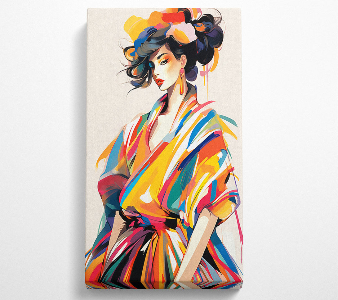  A Canvas Print of Colour Dress Vintage Fashion Canvas Wall Art