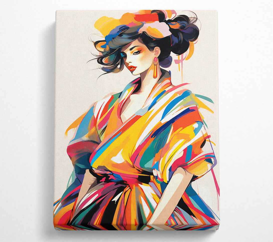  A Canvas Print of Colour Dress Vintage Fashion Canvas Wall Art