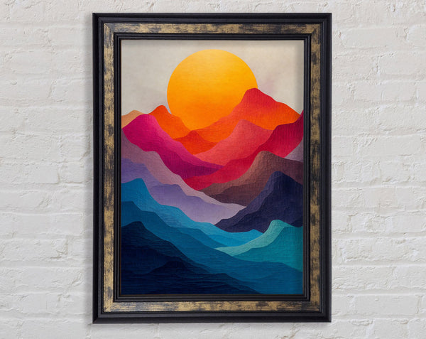 Colourful Mountain Sunset Framed Print