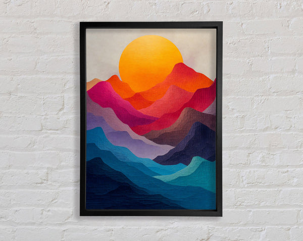 Colourful Mountain Sunset Framed Print
