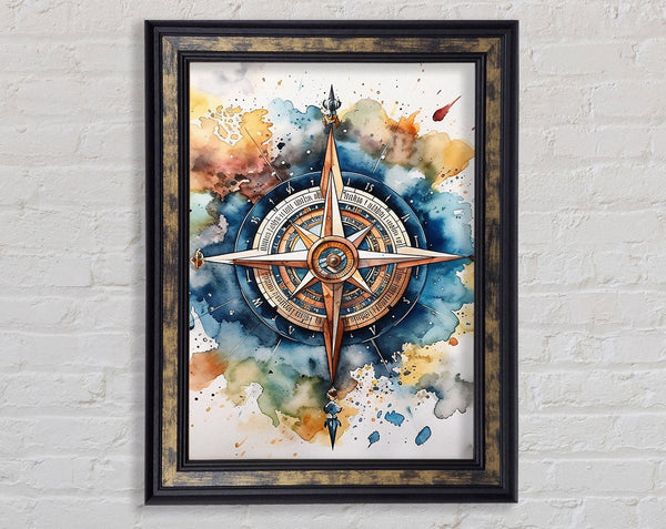 Compass Watercolour Framed Print