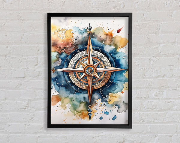 Compass Watercolour Framed Print