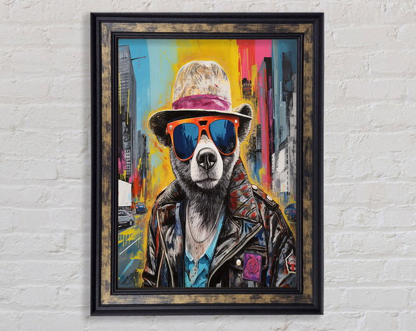 Cool City Bear Framed Print
