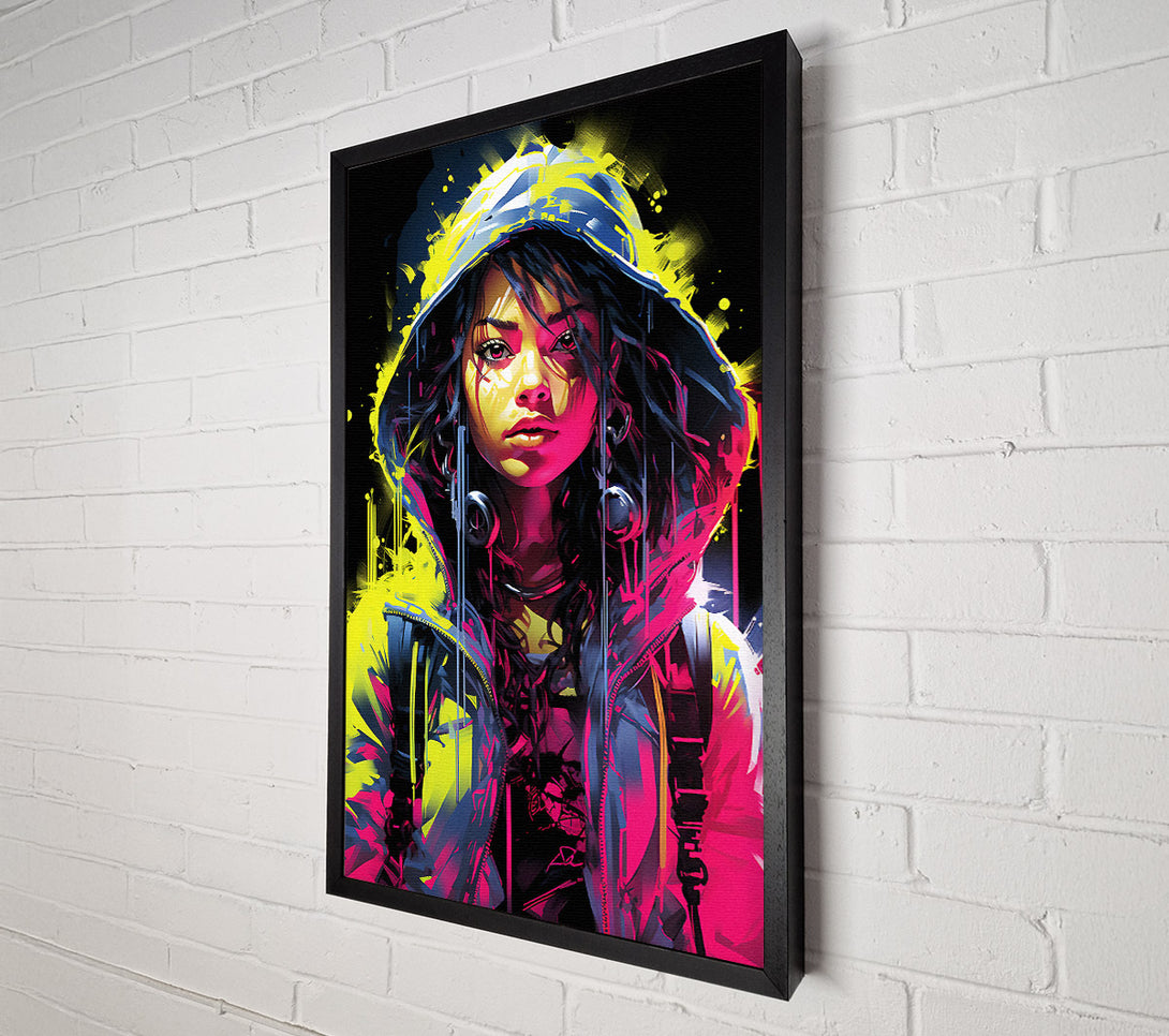  A Canvas Print of Cool Fluorescent Girl Canvas Wall Art