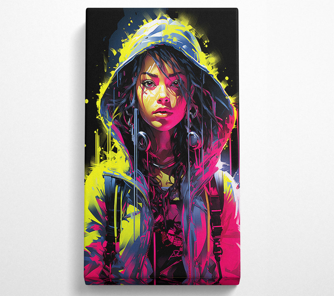  A Canvas Print of Cool Fluorescent Girl Canvas Wall Art