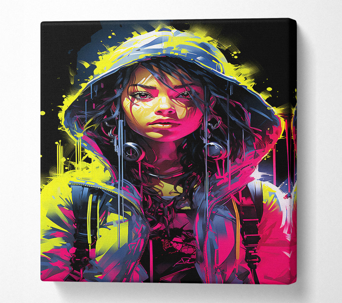 A Canvas Print of Cool Fluorescent Girl Canvas Wall Art