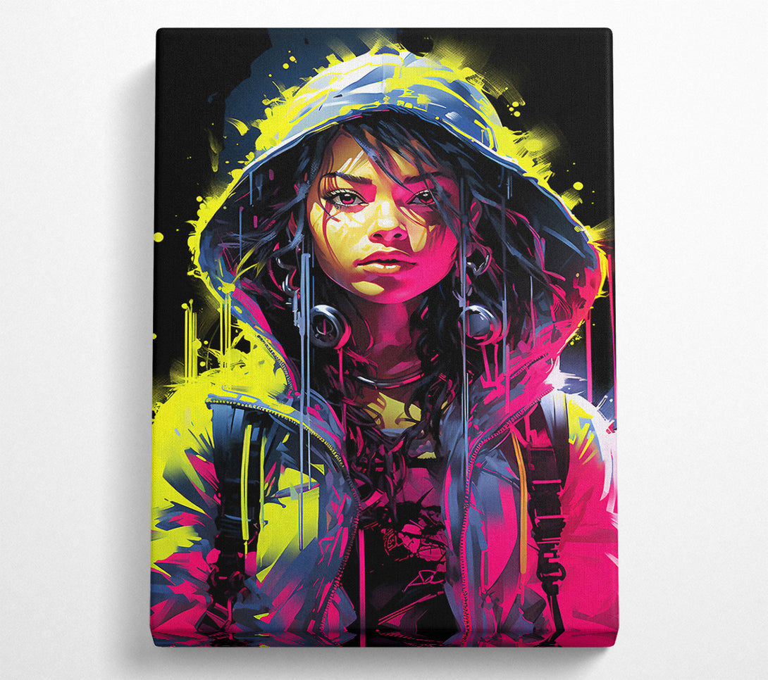  A Canvas Print of Cool Fluorescent Girl Canvas Wall Art