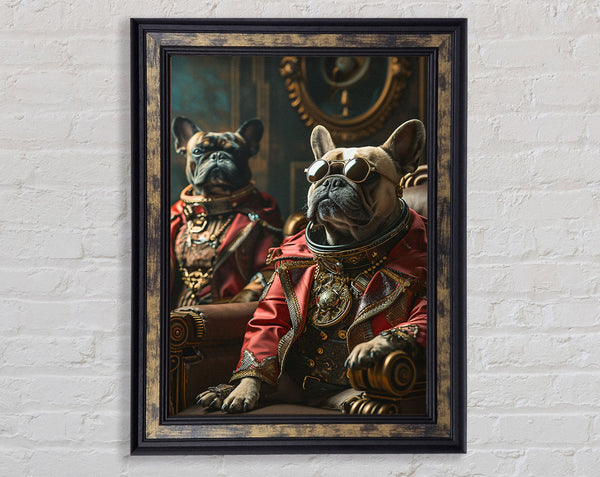 Cool French Bull Dogs Renaissance Framed Print