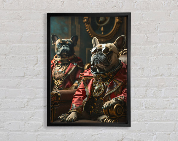 Cool French Bull Dogs Renaissance Framed Print