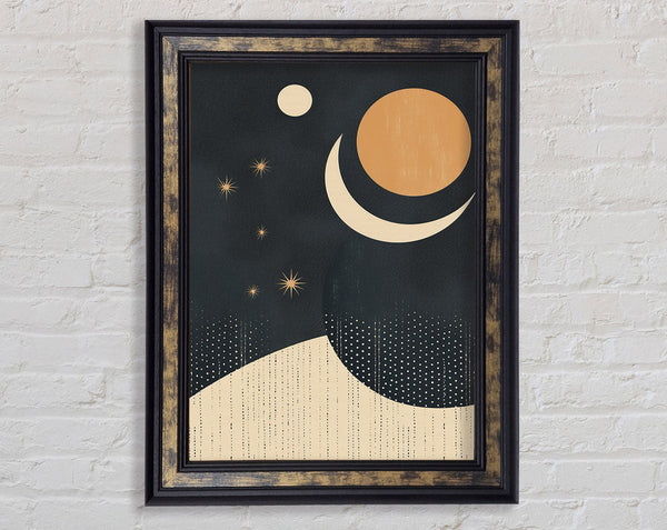 Crescent Moon And Circle Framed Print