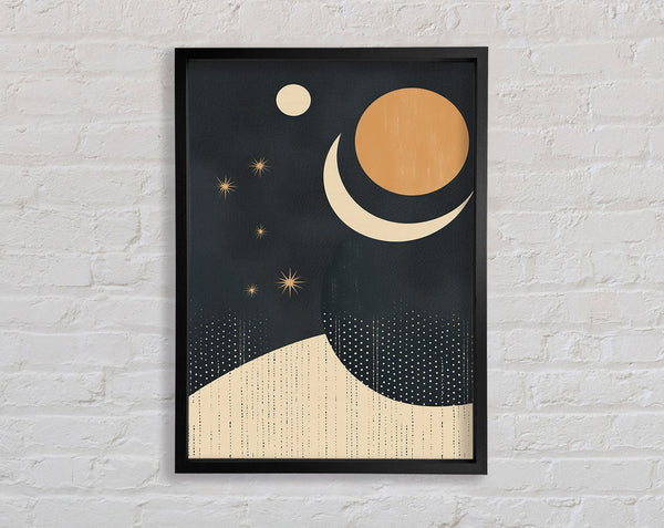 Crescent Moon And Circle Framed Print