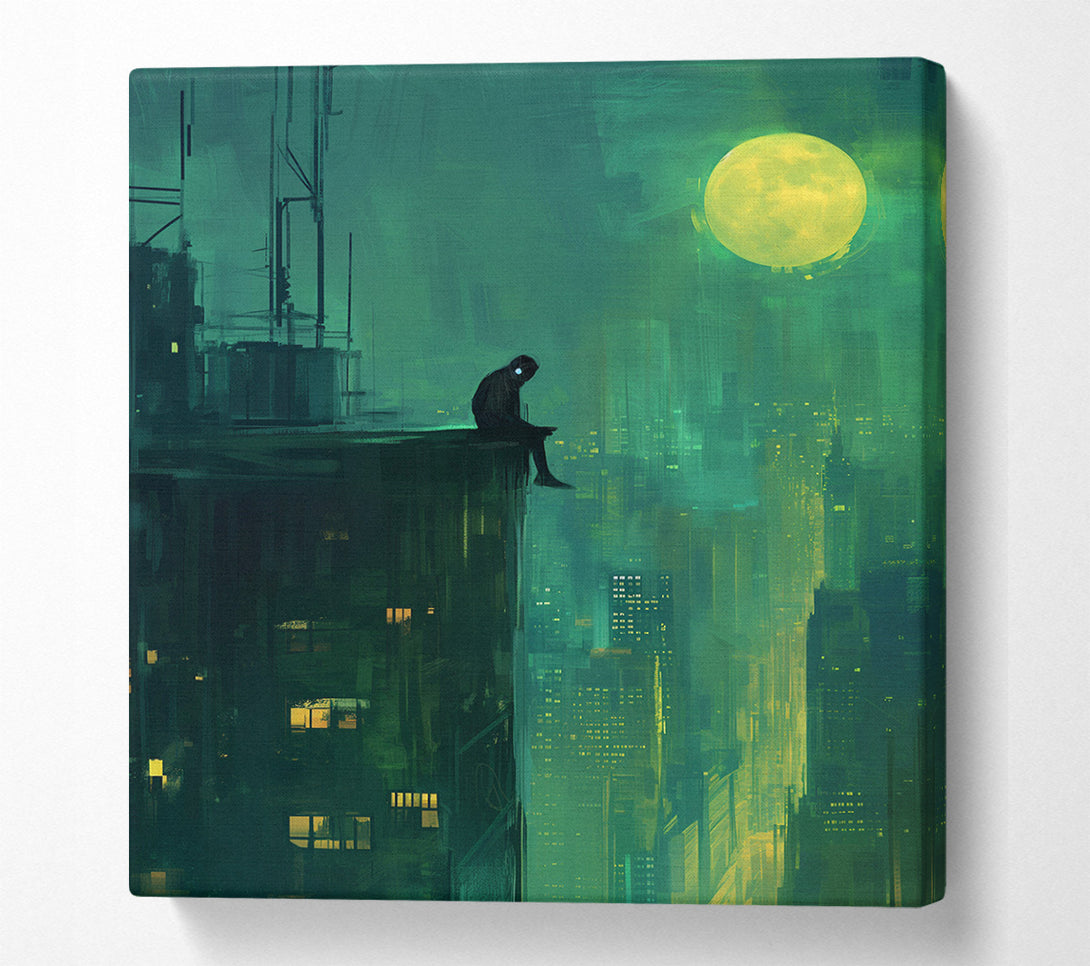  A Canvas Print of Cyber Punk Roof Top Canvas Print