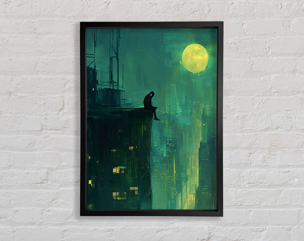 Cyber Punk Roof Top Framed Print