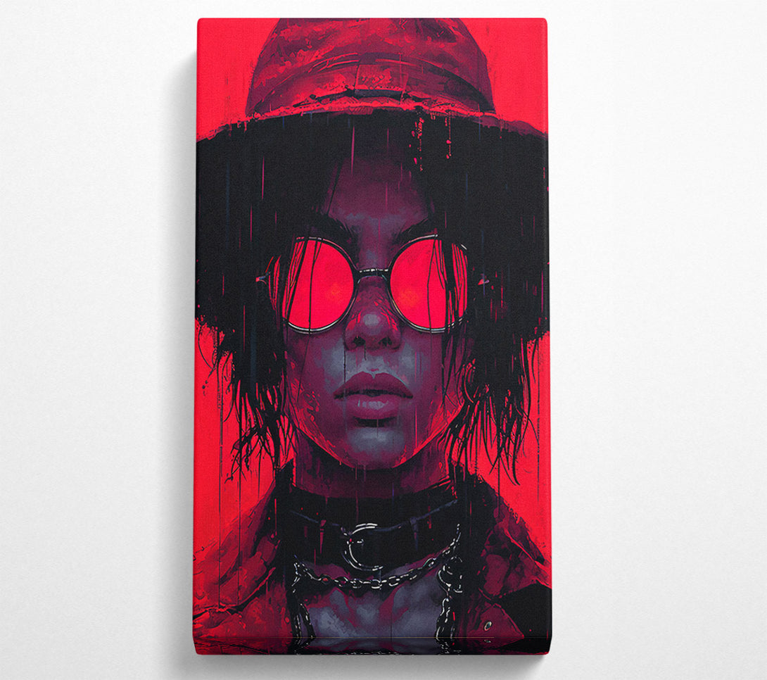  A Canvas Print of Cyberpunk Hat Sunglasses Girl Rebel Canvas Wall Art