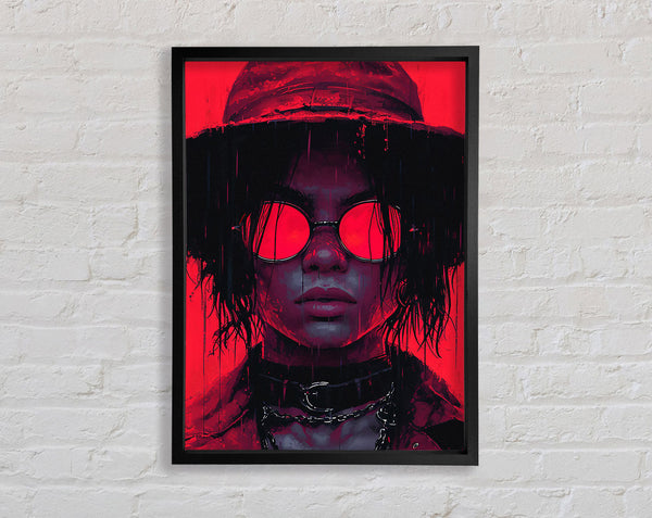 Cyberpunk Hat Sunglasses Girl Rebel Framed Print