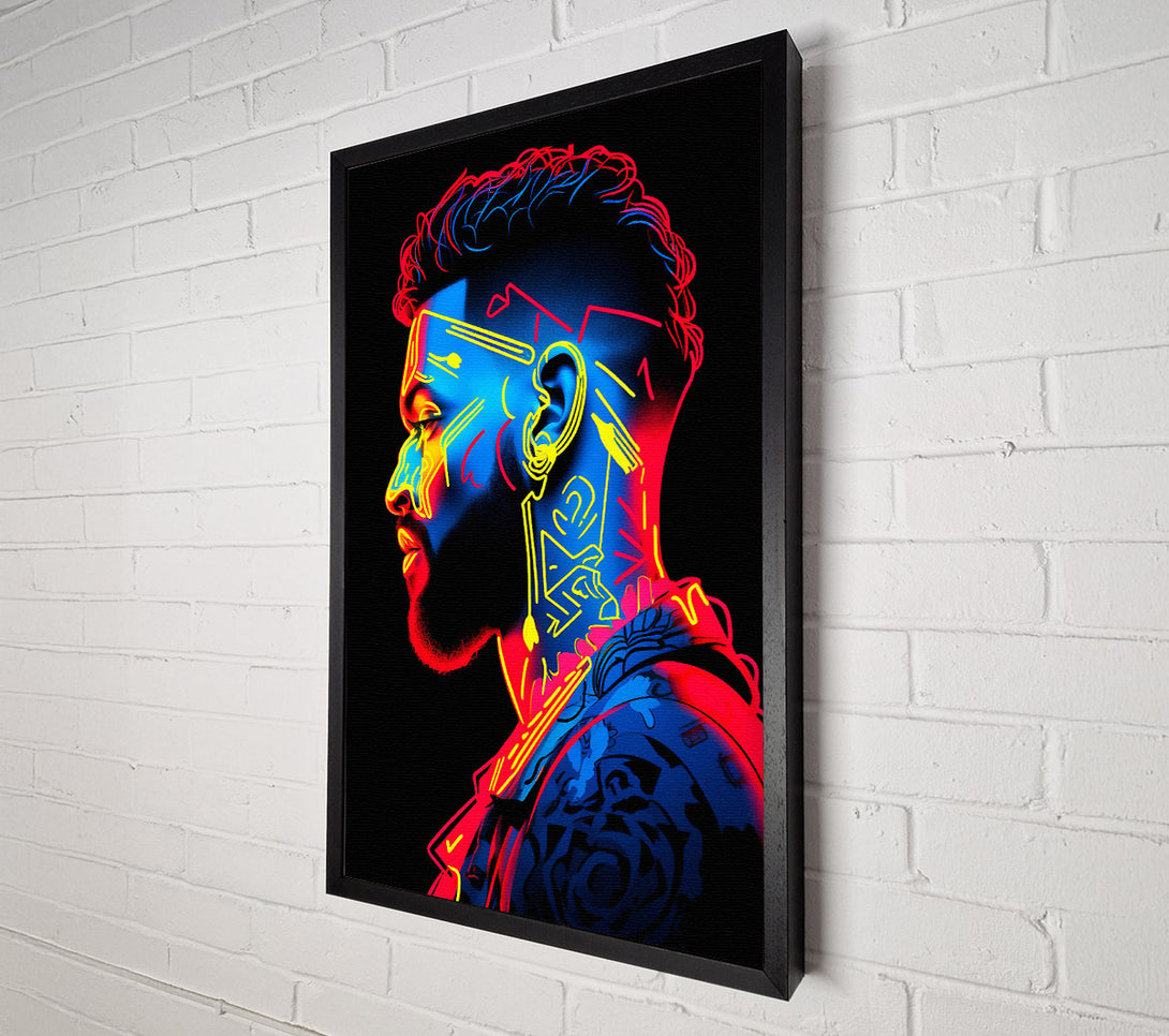  A Canvas Print of Cyberpunk Neon Man Canvas Print