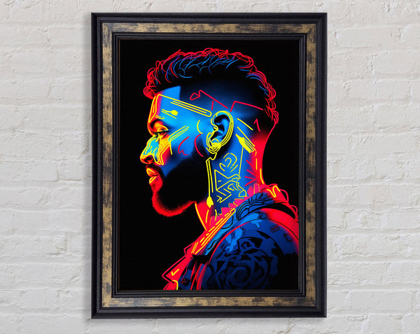 Cyberpunk Neon Man Framed Print