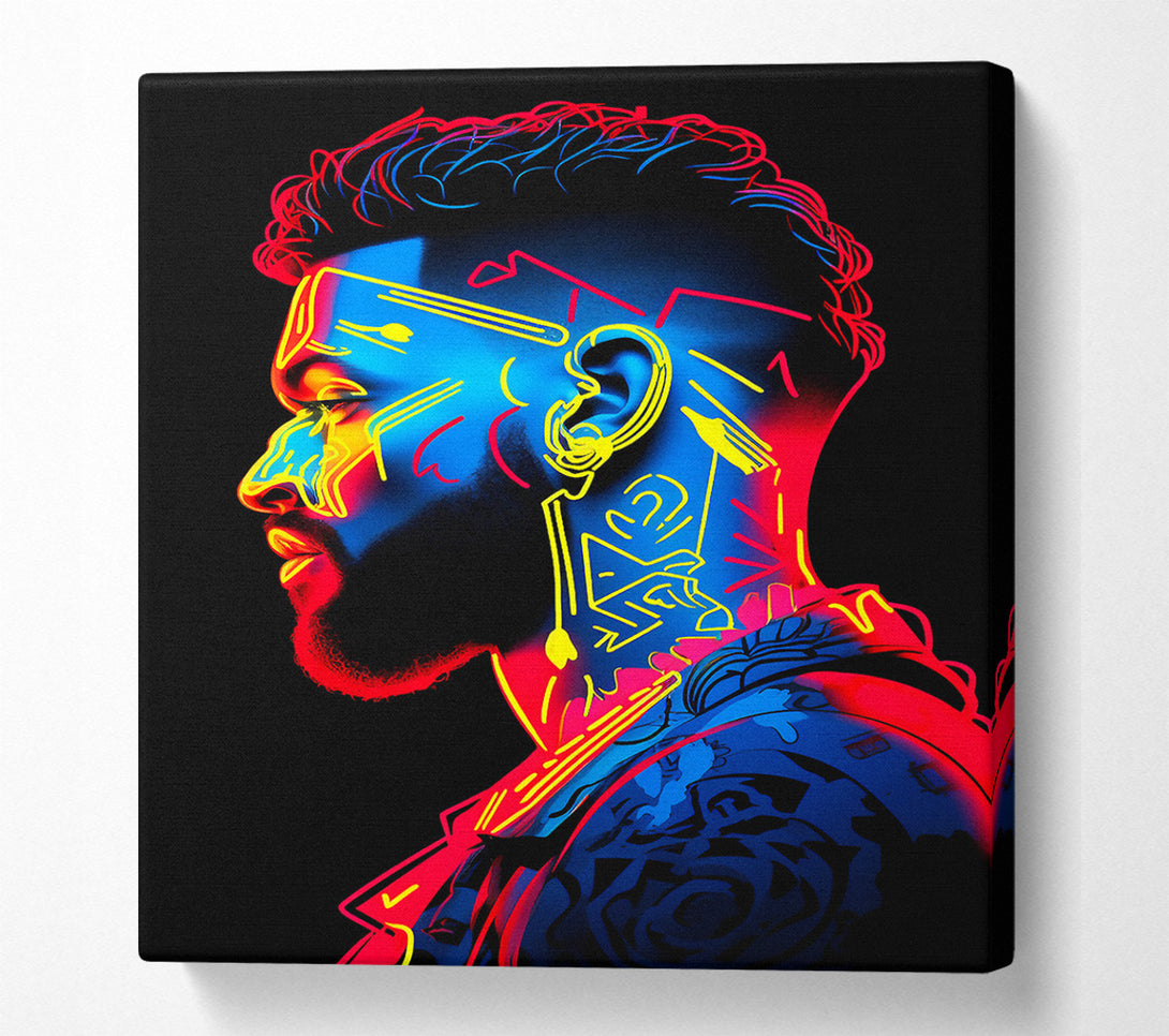  A Canvas Print of Cyberpunk Neon Man Canvas Print