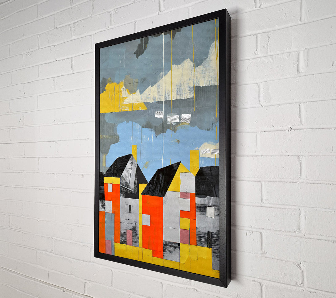  A Canvas Print of Dark Clouds Over The Houses Canvas Print