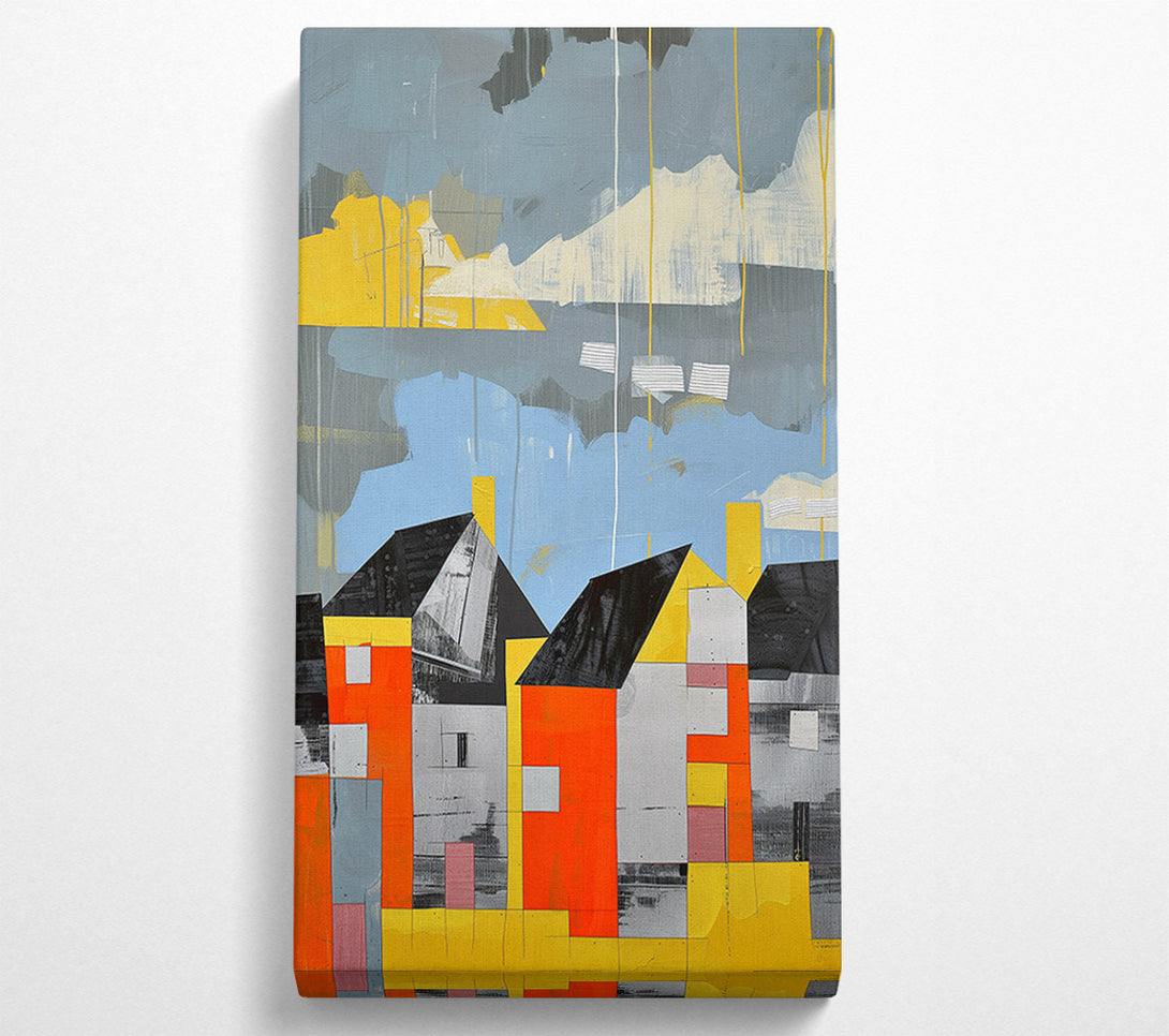  A Canvas Print of Dark Clouds Over The Houses Canvas Print