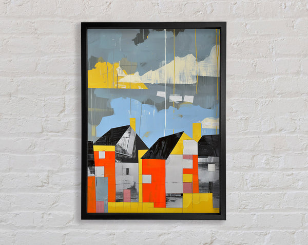 Dark Clouds Over The Houses Framed Print