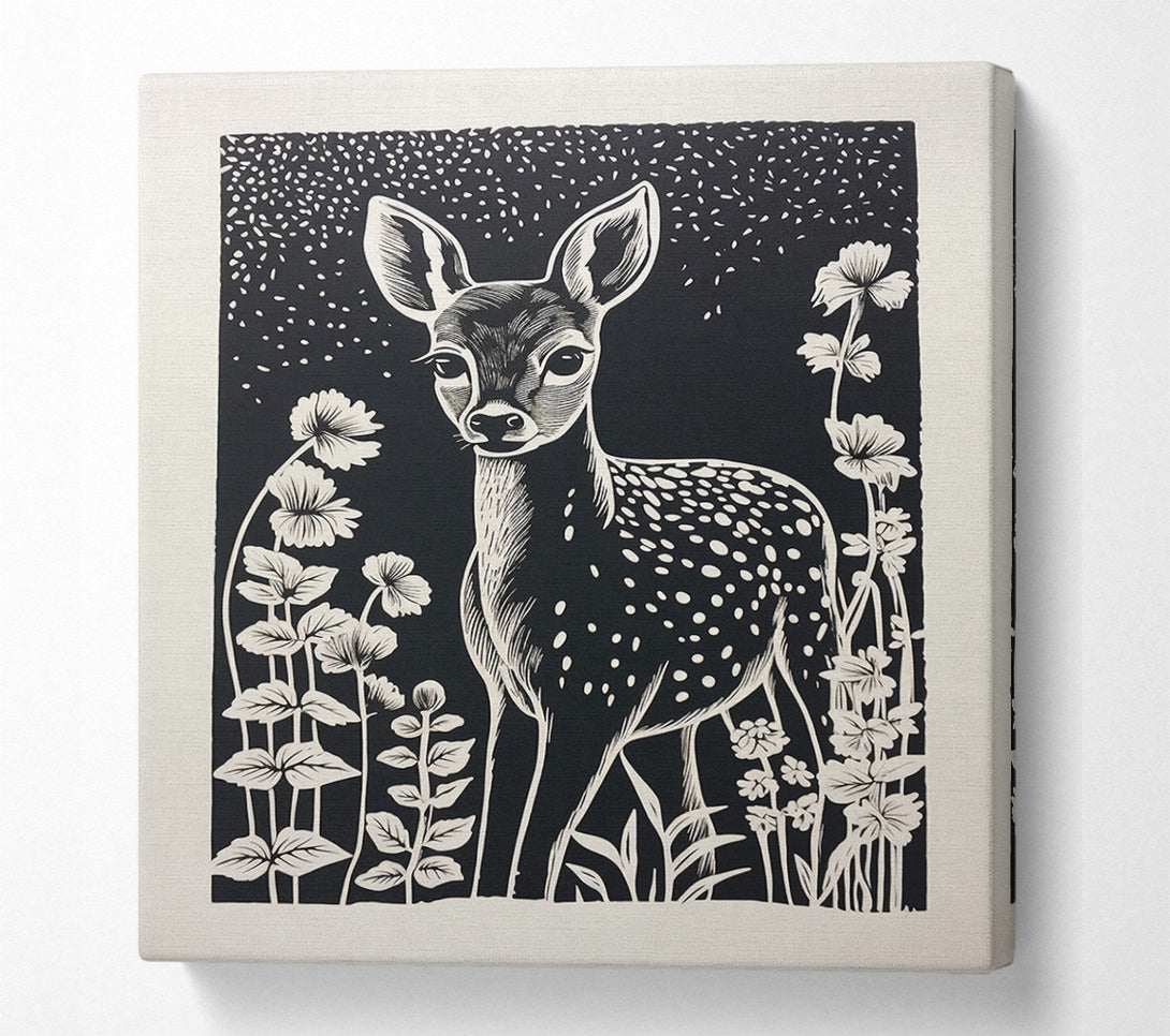  A Canvas Print of Deer In The Flowers Canvas Print