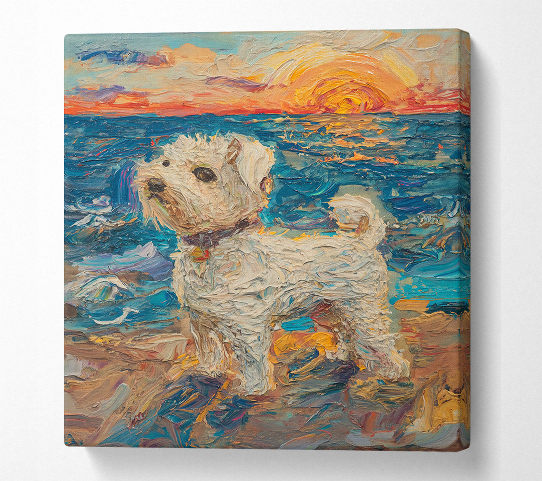  A Canvas Print of Dog At The Beach Canvas Art