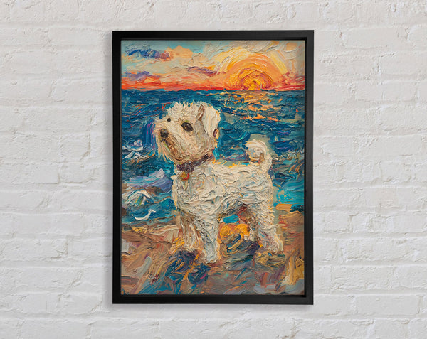 Dog At The Beach Framed Print