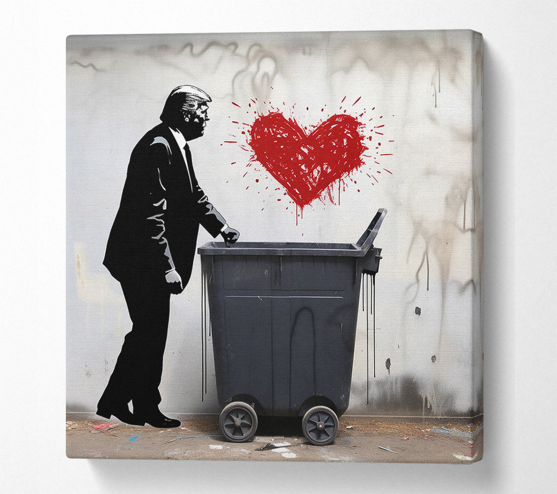  A Canvas Print of Donald Trump Heart Graffiti Wheelie Bin Canvas Wall Art