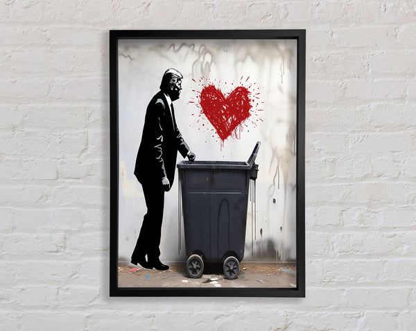 Donald Trump Heart Graffiti Wheelie Bin Framed Print