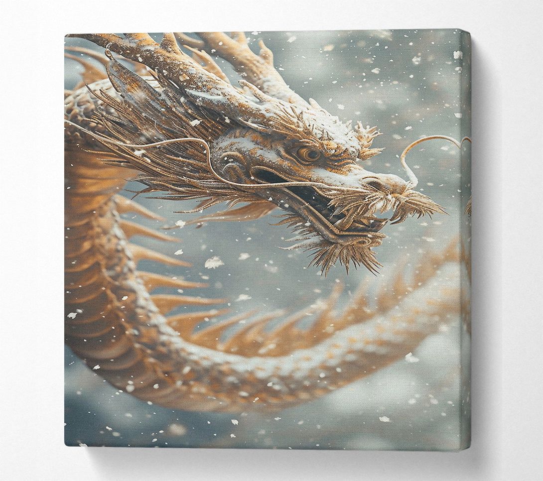  A Canvas Print of Dragon In The Snow Sky Canvas Print