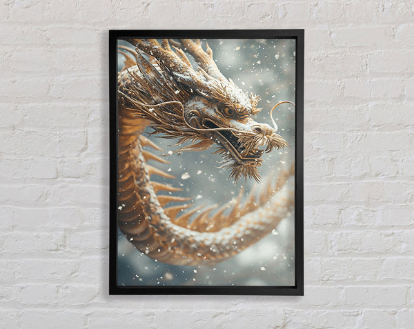 Dragon In The Snow Sky Framed Print