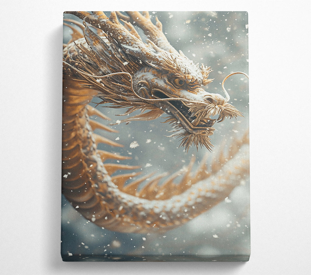  A Canvas Print of Dragon In The Snow Sky Canvas Print