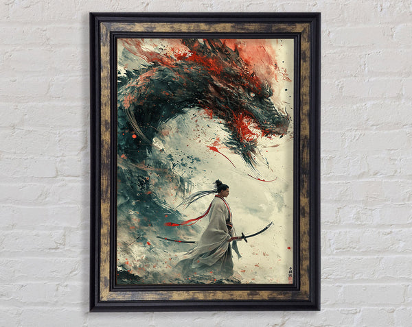Dragon Samurai Warrior Framed Print