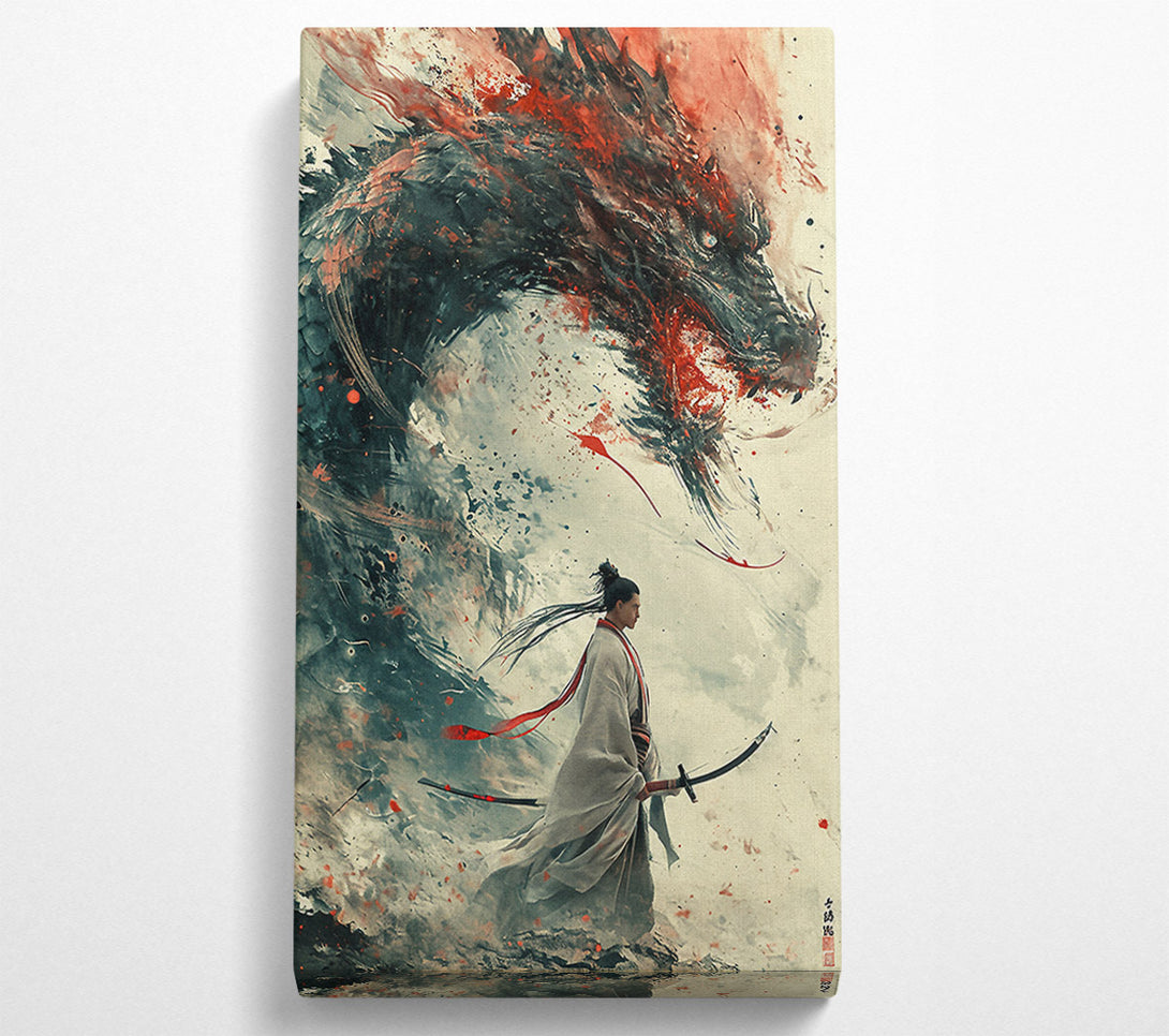  A Canvas Print of Dragon Samurai Warrior Canvas Wall Art