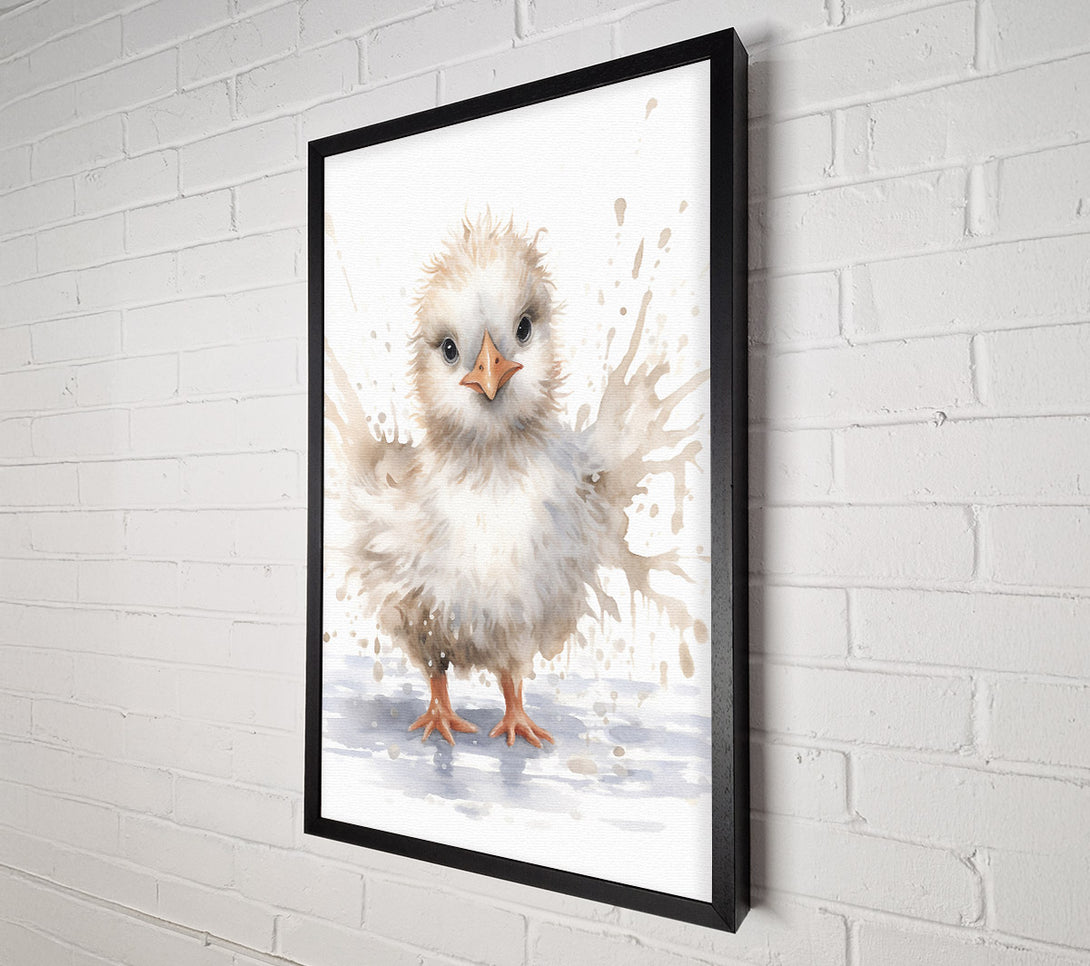  A Canvas Print of Duckling Splash Watercolour Canvas Art