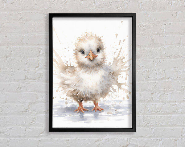 Duckling Splash Watercolour Framed Print