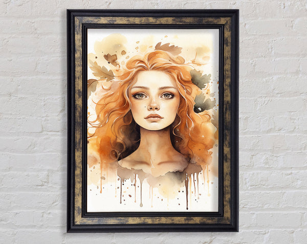 Face Of Beauty Watercolour Framed Print