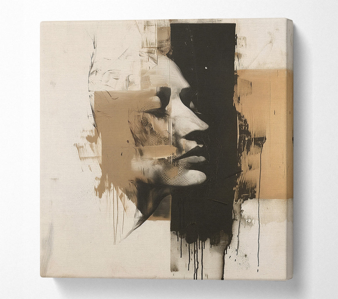  A Canvas Print of Face On Brown Art Canvas Wall Art