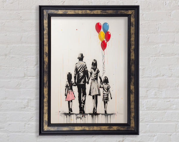 Family Balloons Framed Print
