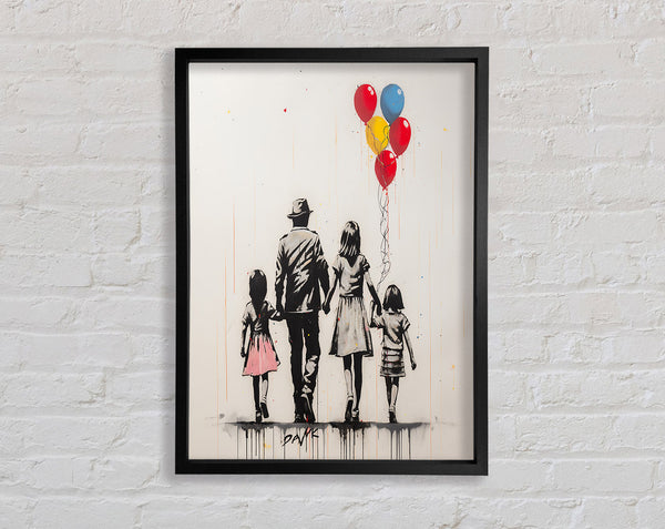Family Balloons Framed Print